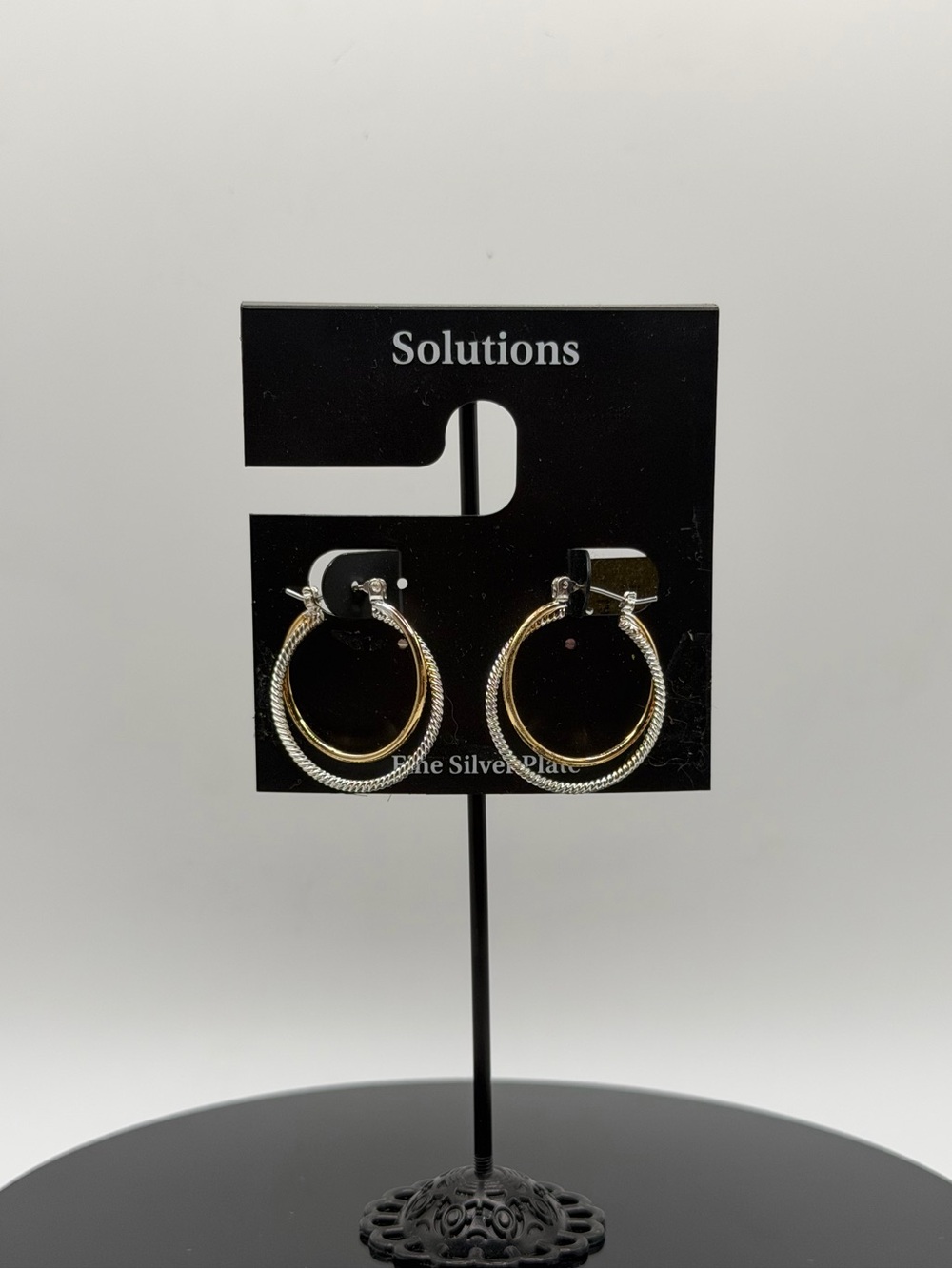 Solutions Silver & Gold Hoop Earrings, NWT